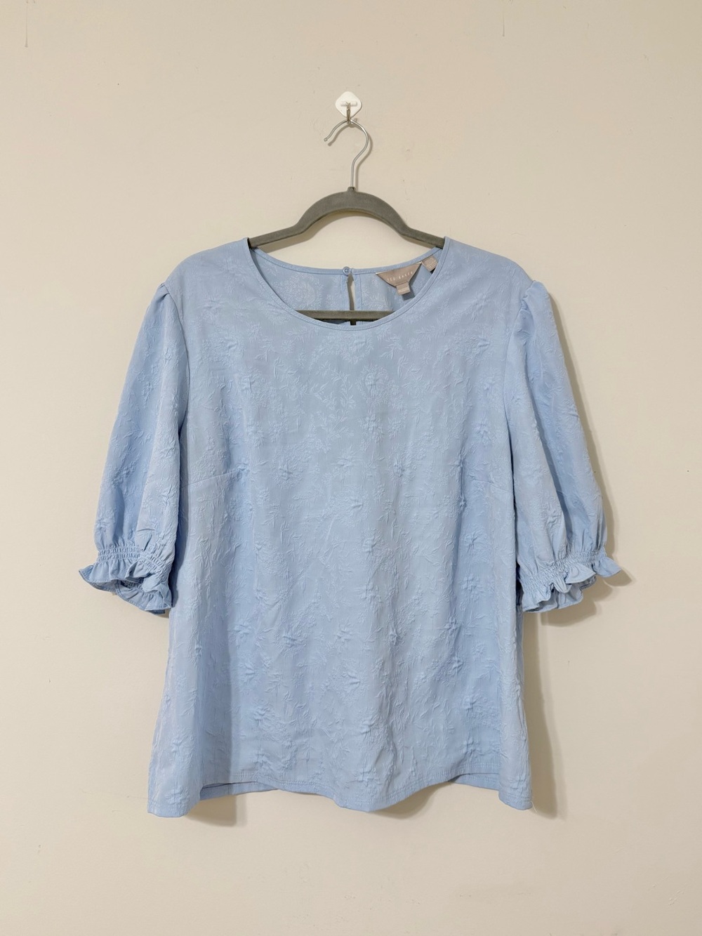 Ted Baker Powder Light Blue Puff Sleeve Blouse